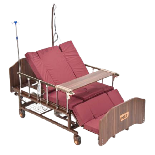 Кровать функциональная медицинская электрическая с полным переворотом, с туалетом, с "ушками" MET EVA