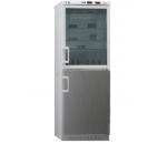 Холодильник фармацевтический двухкамерный ХФД-280(ТС) (140/140 л) с дверью из металлопласта и с тонированной стеклянной дверью серебряного цвета