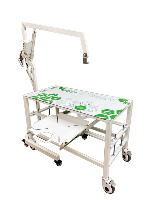  Стол ветеринарный для рентгена с выдвижной полкой на колесах Аверс	