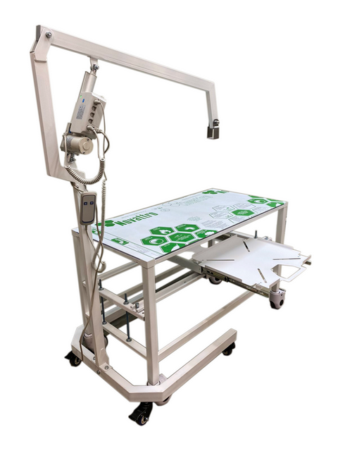  Стол ветеринарный для рентгена с выдвижной полкой на колесах Аверс	